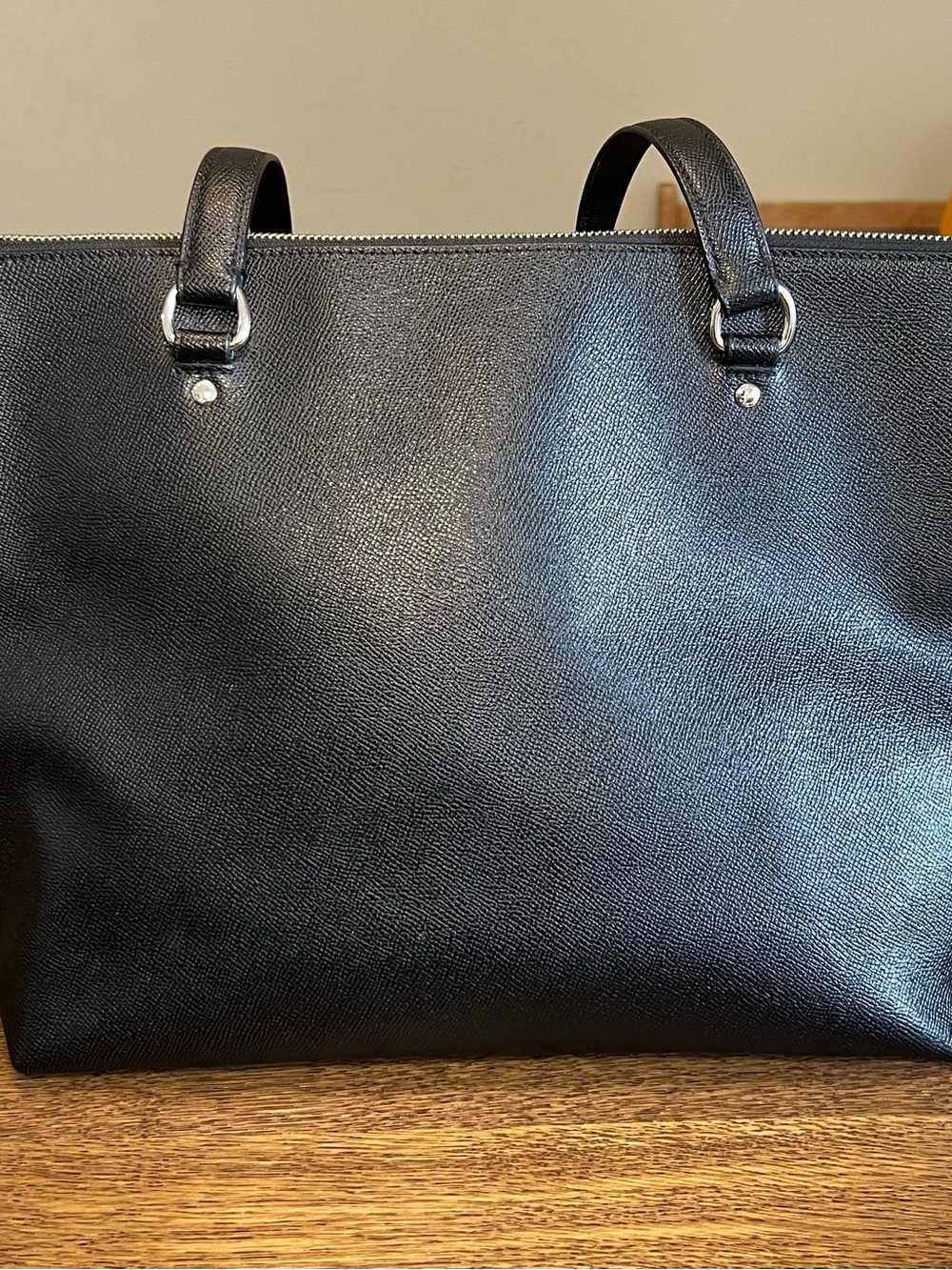 Coach Gallery Tote Bag in Black Cross Grain Leather with Silver Hardware - Picture 8 of 14